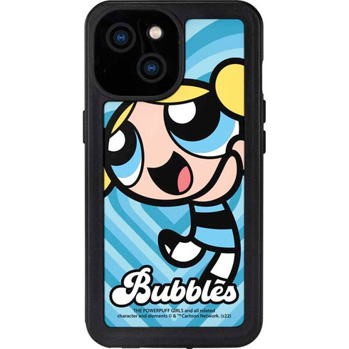 Cartoon Network Powerpuff Girls Bubbles Blue Hearts iPhone 15 Waterproof Case